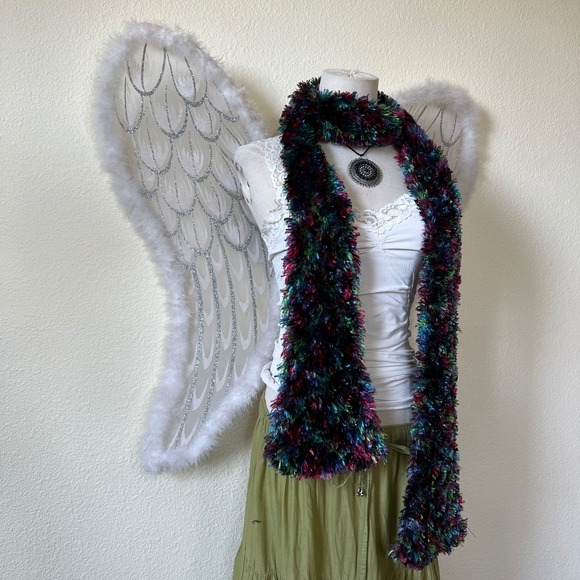 Colorful Fuzzy Scarf Multi Color Y2K Indie Winter Scarf Bright Dopamine - Picture 3 of 5